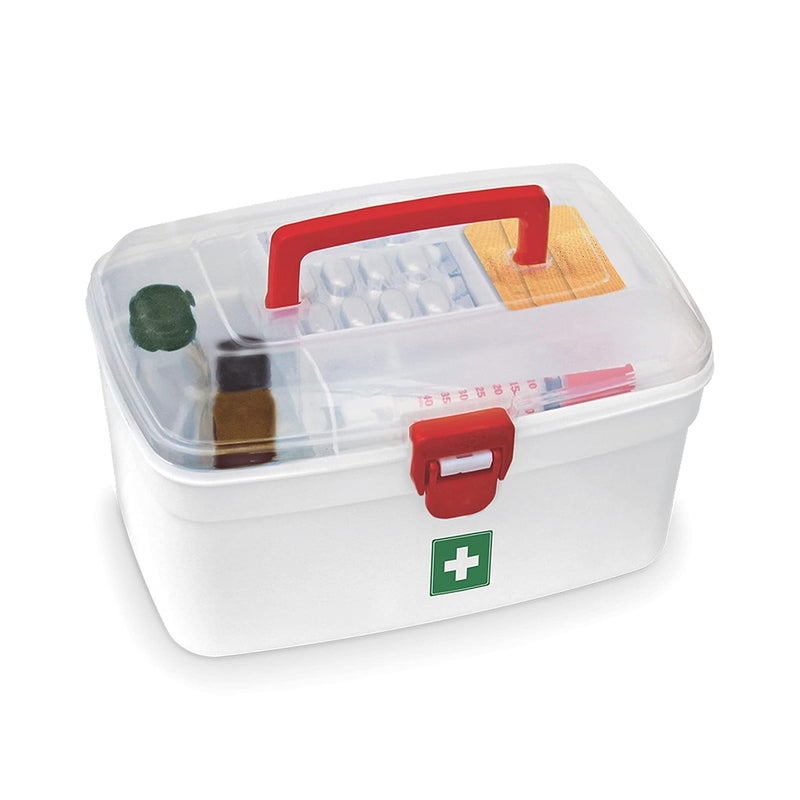 Sadaiv Nipun Dil Se Desh Seva Sadaiv Nipun Dil Se Desh Seva White Emergency Medical Box Medicine Storage Box Emergency Cabinet Organizer Detachable Tray Medical Box Medicine Organizer  - Image 1