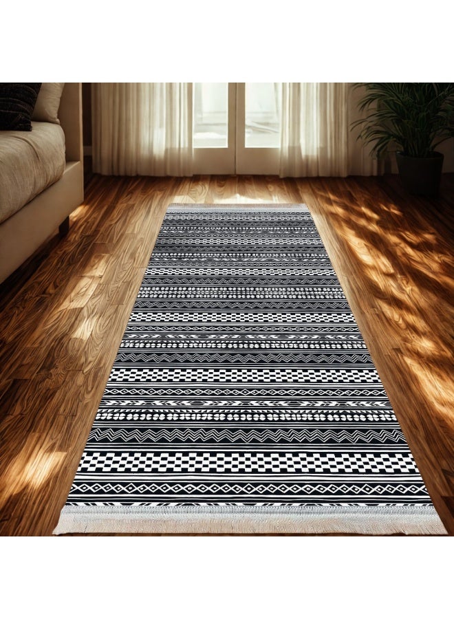 SMART HOME Long, padded, and soft hallway rug 200x100 cm – Bedroom and hallway rug – Modern geometric pattern floor rug – Luxurious entryway and corridor rug – Comfortable everyday home rug - Image 4