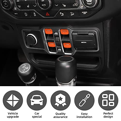 SQQP Window Switch Button Cover Trim Interior Accessories Fit for 2018-2025 Jeep Wrangler JL JLU & Gladiator JT(Orange) - Image 3