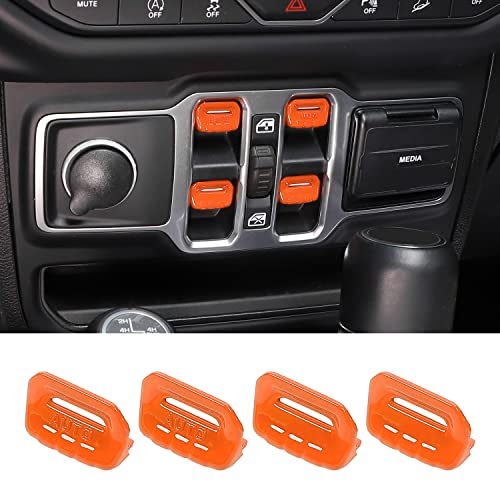 SQQP Window Switch Button Cover Trim Interior Accessories Fit for 2018-2025 Jeep Wrangler JL JLU & Gladiator JT(Orange) - Image 1