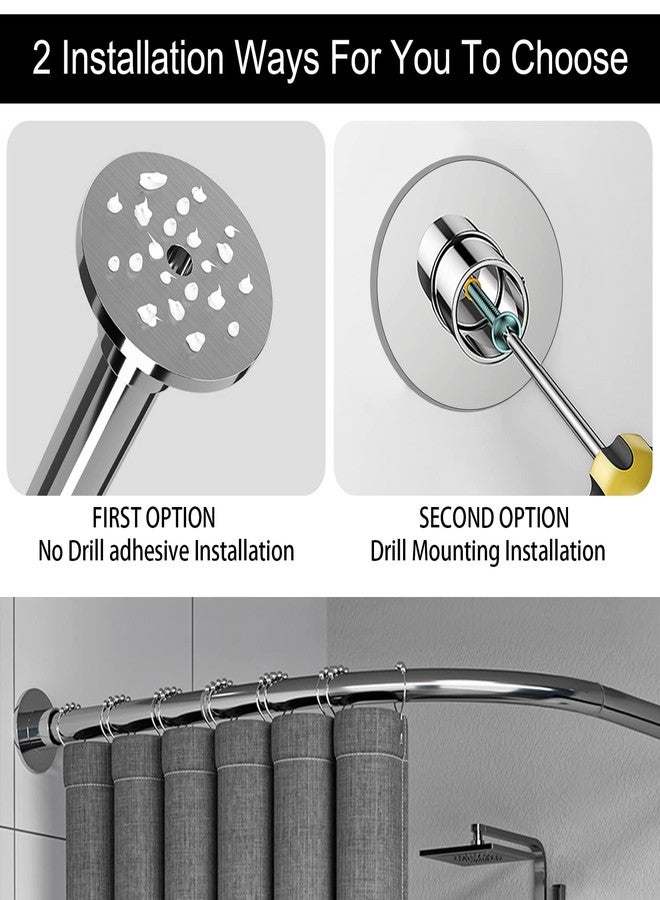Riyidecor Corner Curved Shower Curtain Rod (29.5-37.4" x 29.5-37.4"), Stretchable L Shaped Adjustable Shower Curtain Rod, Drill-free Installation, No Drill for Bathroom, Bathtub, Clothing Store - Image 3