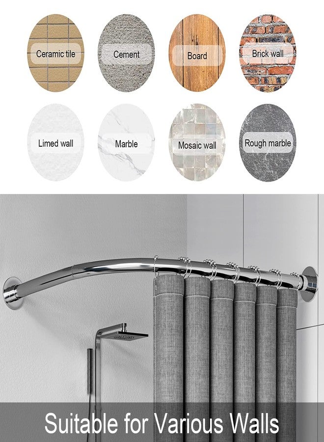 Riyidecor Corner Curved Shower Curtain Rod (29.5-37.4" x 29.5-37.4"), Stretchable L Shaped Adjustable Shower Curtain Rod, Drill-free Installation, No Drill for Bathroom, Bathtub, Clothing Store - Image 5