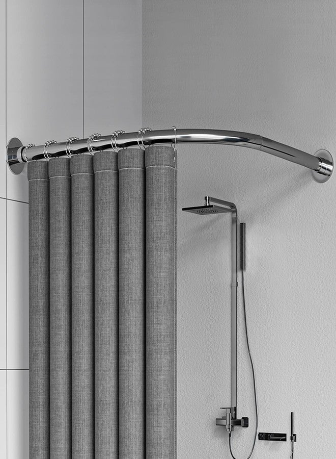 Riyidecor Corner Curved Shower Curtain Rod (29.5-37.4" x 29.5-37.4"), Stretchable L Shaped Adjustable Shower Curtain Rod, Drill-free Installation, No Drill for Bathroom, Bathtub, Clothing Store - Image 1