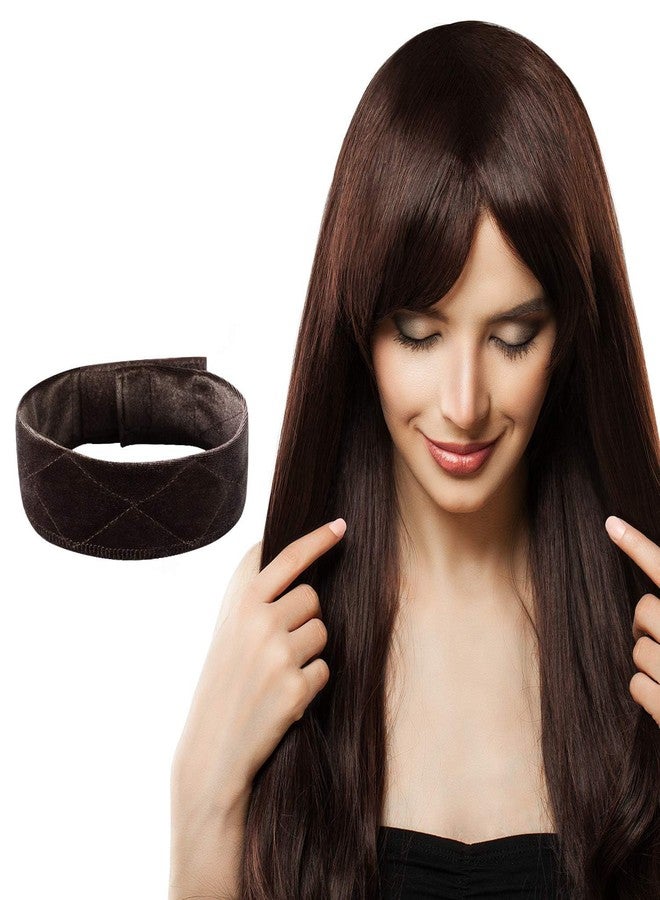 ريتزكارت رباط شعر مستعار من ريتزكارت، طوله 10 بوصات، قابل للتعديل، مصنوع من مادة مخملية، مانع للانزلاق، رباط رأس مرن (بني داكن) - Image 1