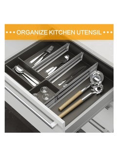 Beauenty Drawer Dividers Organizers 8 Pack, U HOOME Adjustable 3.2 High Expandable from 11.5-21.7 Kitchen Drawer Organizer for Clothing, Plastic Drawers Separators for Kitchen Utensils and Office (Grey)  - Image 5