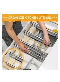 Beauenty Drawer Dividers Organizers 8 Pack, U HOOME Adjustable 3.2 High Expandable from 11.5-21.7 Kitchen Drawer Organizer for Clothing, Plastic Drawers Separators for Kitchen Utensils and Office (Grey)  - Image 4