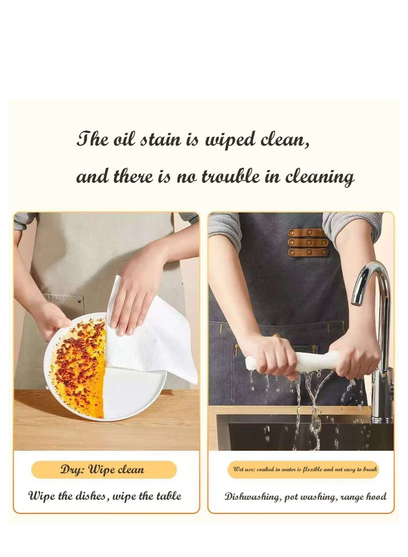 Wet and dry lazy rags can be used repeatedly, 50 pieces per roll, single size: 25*25cm white  - Image 2