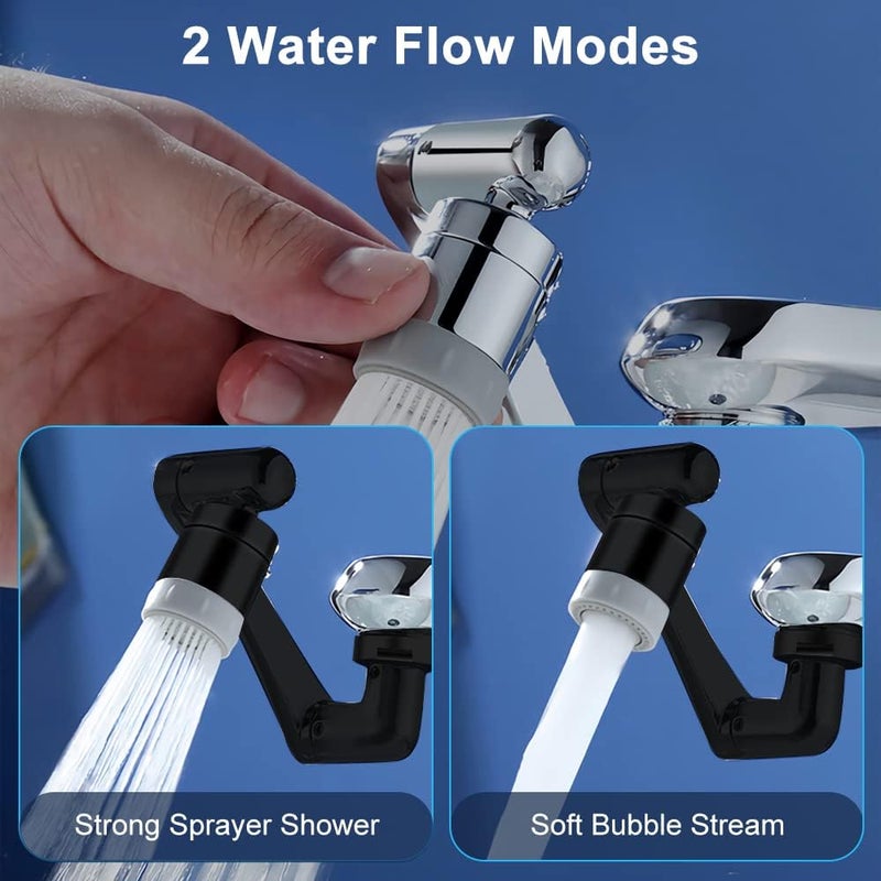 OneNine 1440° Rotating Faucet Extender Aerator, Universal Splash Filter Faucet for Kitchen Sink Bathroom, 1440 Big Angle Swivel Faucet Aerator Sink Face Wash Attachment with 2 Water Outlet Modes - Image 3