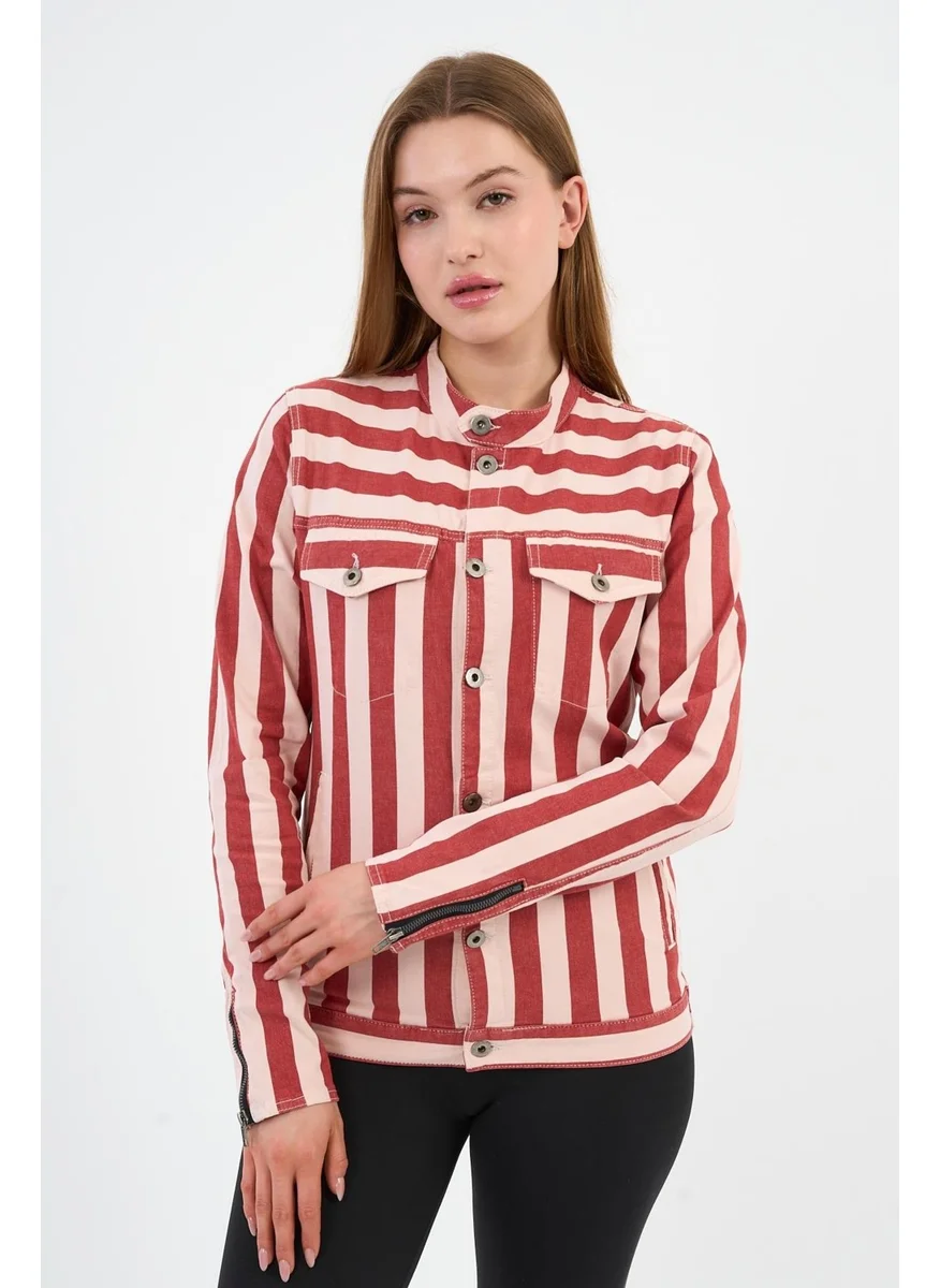 الكسندر جاردي Pocket Buttoned Sleeve Zipper Detailed Jacket Coat (880124)