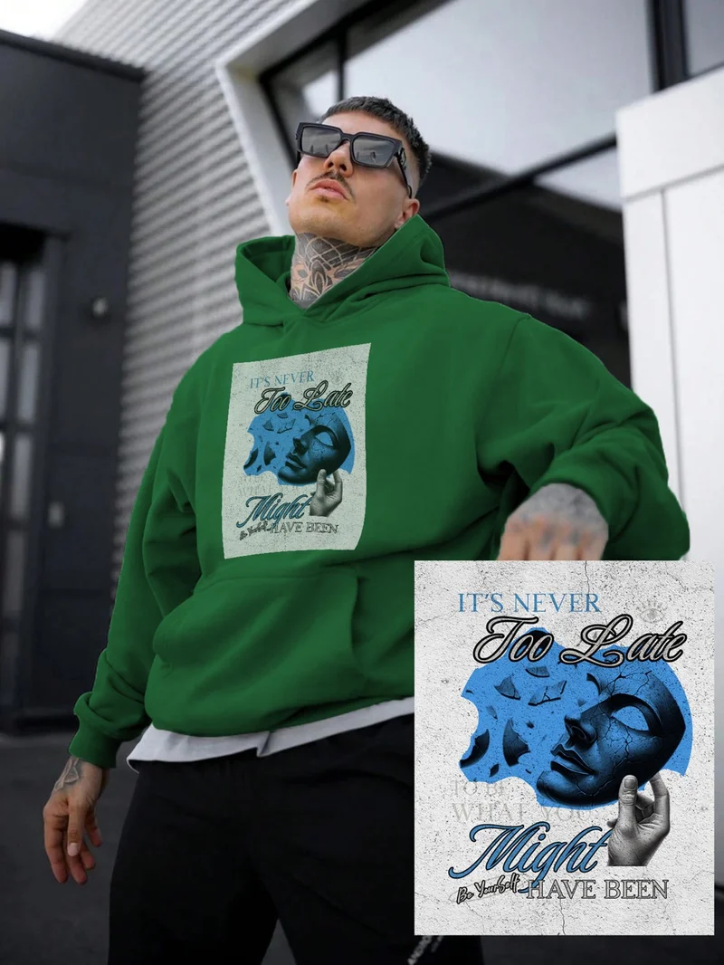 دوغ فش Women, Men Sweatshirt Oversize Poster Quote 3 Printed Thick Green Lover Sweatshirt