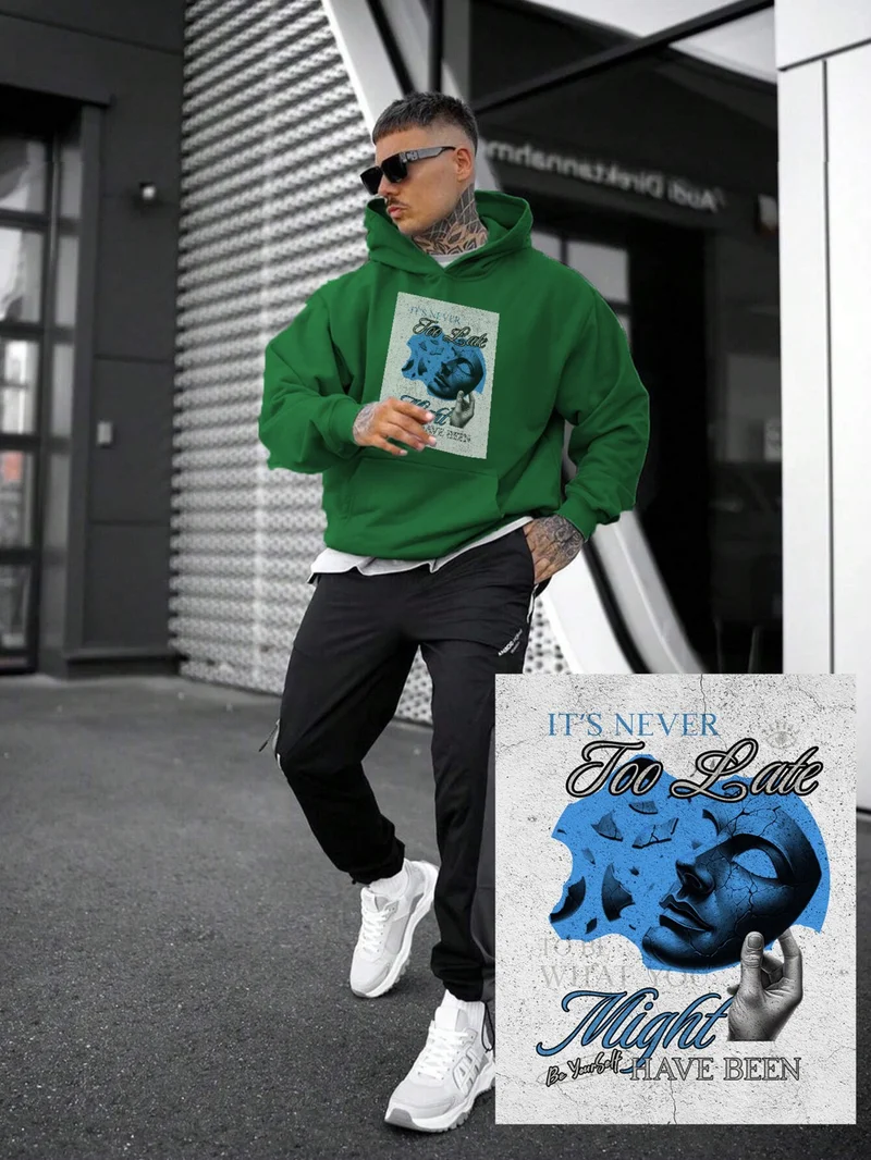 دوغ فش Women, Men Sweatshirt Oversize Poster Quote 3 Printed Thick Green Lover Sweatshirt