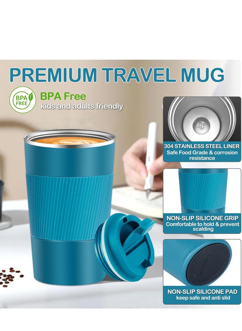 ROEIEIS Travel Mugs, Insulated Coffee Cup with Leakproof Lid - Reusable Coffee Cups Travel - Car Coffee Cup - Stainless Steel Coffee Mug for Hot and Cold Coffee Water and Tea (Blue, 380 ml) - Image 2