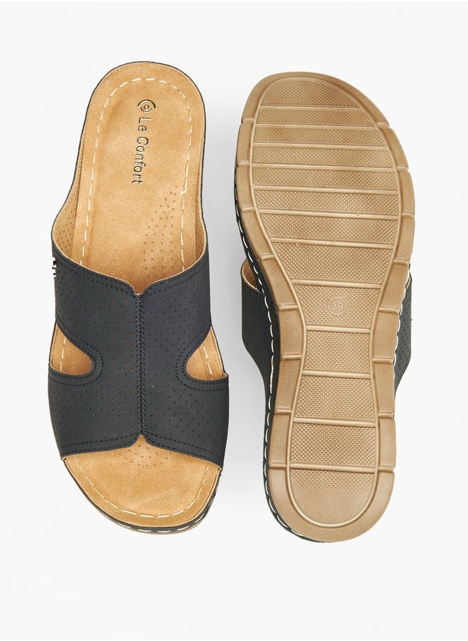 Le Confort Textured Slip-On Sandals with Wedge Heels  - Image 5