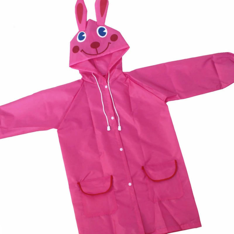 Pink Cartoon Animal Childrens Raincoat Lightweight 200g Adjustable Collar For Outdoor Activities - Image 3