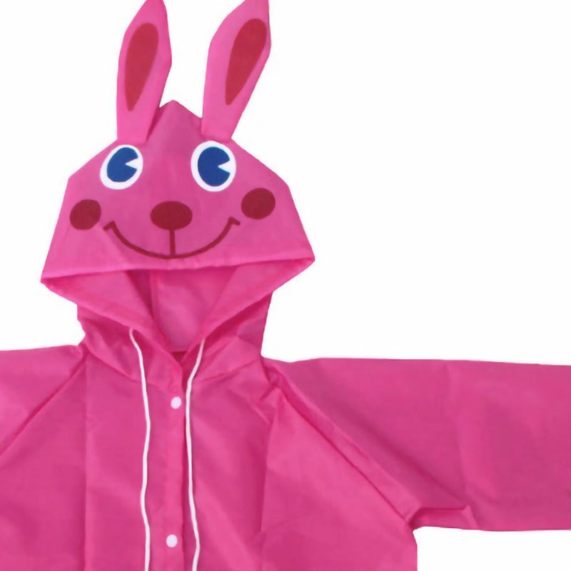 Pink Cartoon Animal Childrens Raincoat Lightweight 200g Adjustable Collar For Outdoor Activities - Image 4