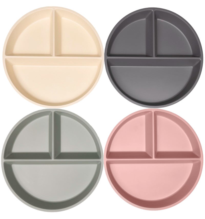 أطباق وي سبراوت مقسمة من الخيزران للأطفال مجموعة من 4 أدوات مائدة للأطفال آمنة للطعام بتصميم مقسم لآكلي الطعام الانتقائيين آمنة في غسالة الصحون قابلة لإعادة الاستخدام أدوات مائدة عصرية