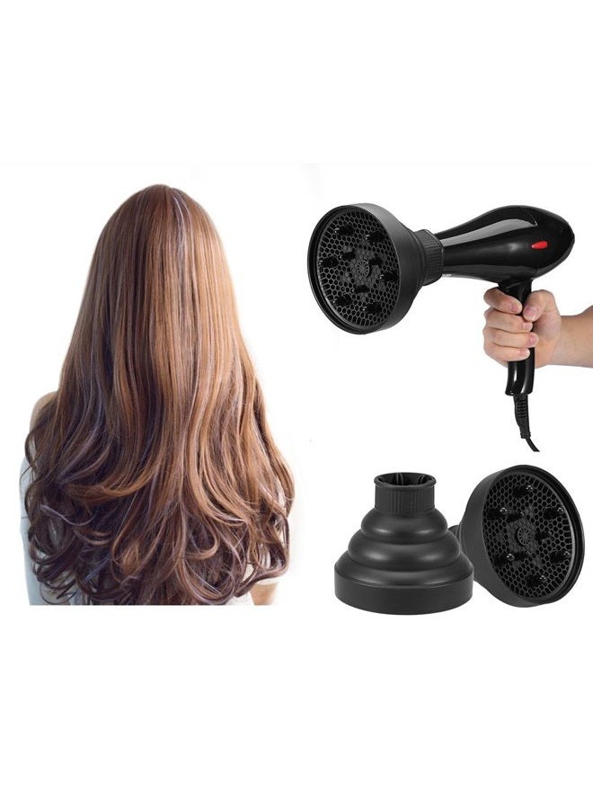 ZJchao Collapsible Hair Dryer Diffuser, Foldable Hair Blow Dryer Diffuser Professional Hairdressing Salon Accessory Curling Wave Drying Tools (Black) - Image 1