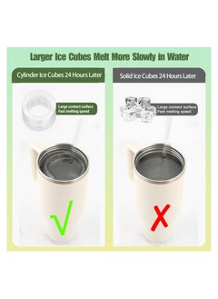 KASTWAVE Ice Cube Tray for Stanley Cup, Silicone Ice Cube Mold with Spill-Resistant Lid, 3 Hollow Cylinder Ice Cube Molds for 20-40 oz Tumblers, BPA Free, Ice Cube Trays for Freezer Drinks Whiskey, Green  - Image 2