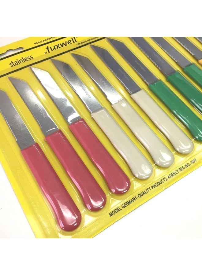فوكسويل طقم سكاكين مطبخ فوكسويل من الفولاذ المقاوم للصدأ - 12 قطعة، مقابض متعددة الألوان - Image 2