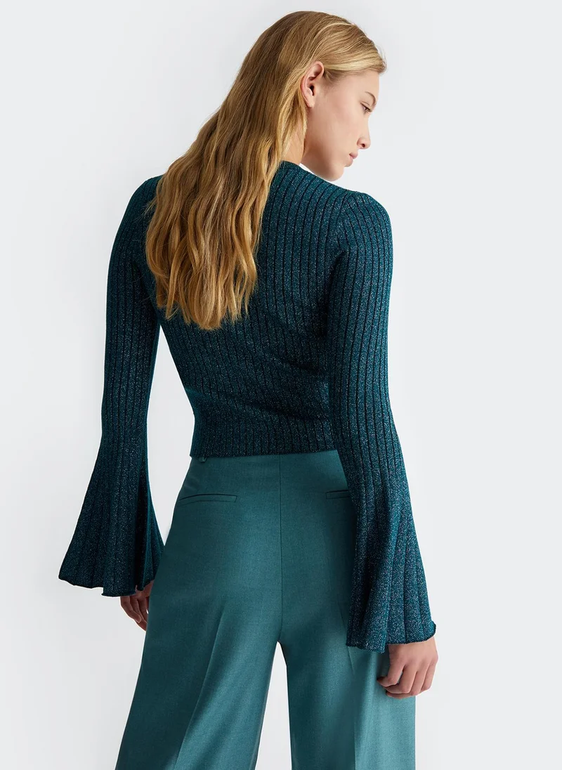 ليو جو Ribbed lurex® jumper