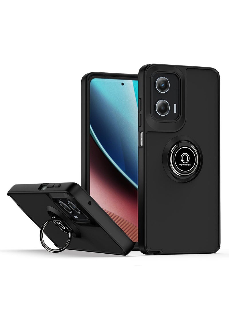 Case Cover for Motorola G35 5G, 360°Rotating Kickstand Ring + Support Magnetic Car Mount + Slim Thin PC&TPU Shockproof Mobile Phone Case for Motorola G35 5G, Black 