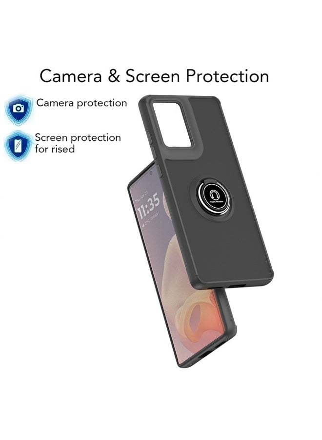 Case Cover for Motorola G35 5G, 360°Rotating Kickstand Ring + Support Magnetic Car Mount + Slim Thin PC&TPU Shockproof Mobile Phone Case for Motorola G35 5G, Black - Image 3