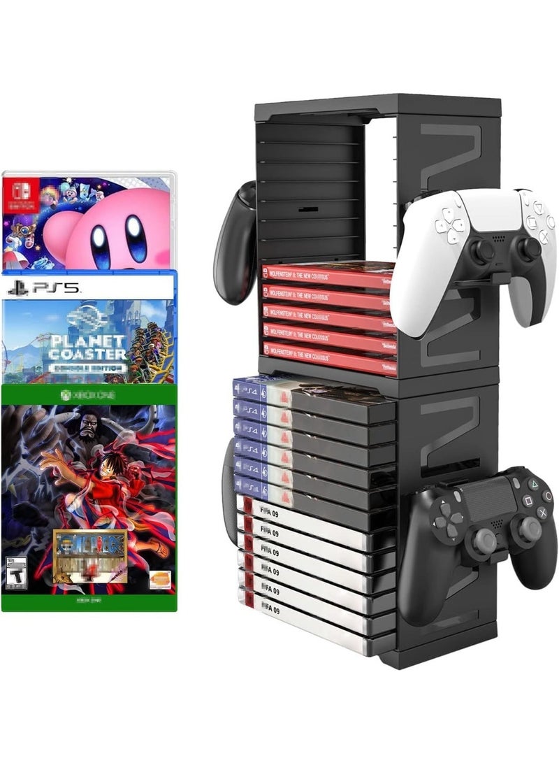 YOUWE7 Game Storage Tower Universal Video Game Storage,Game Card Box Holder Vertical Stand for 24 Games Storage ABS Stand Compatible with PS5 PS4 Xbox Nintendo Switch Games Gamer Gifts - Image 1