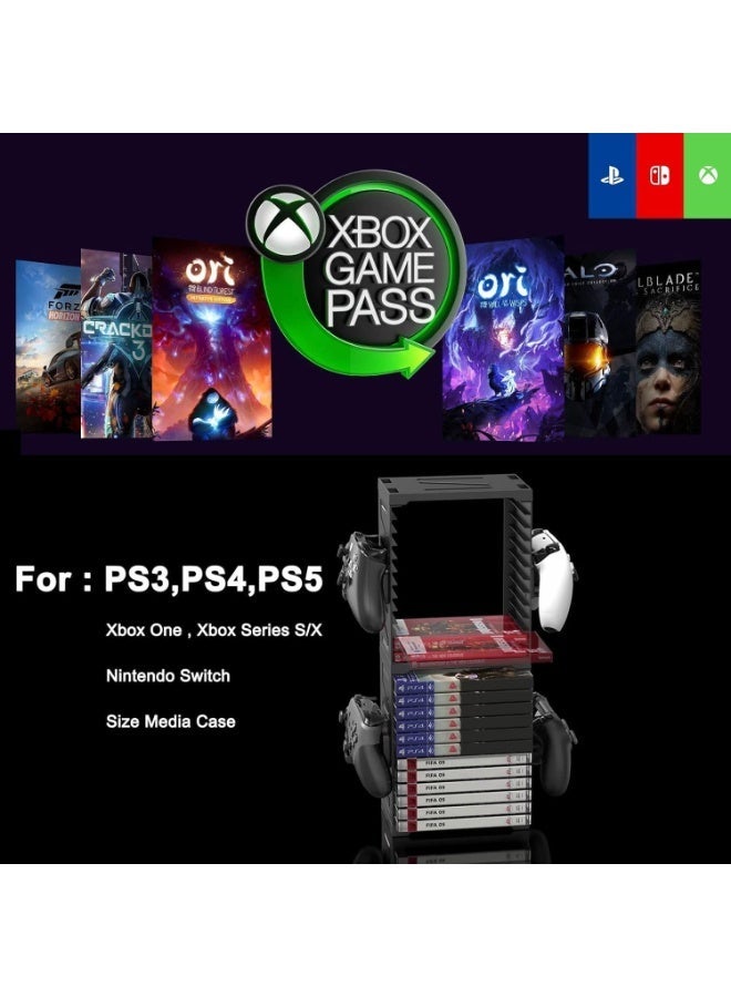 YOUWE7 Game Storage Tower Universal Video Game Storage,Game Card Box Holder Vertical Stand for 24 Games Storage ABS Stand Compatible with PS5 PS4 Xbox Nintendo Switch Games Gamer Gifts - Image 2