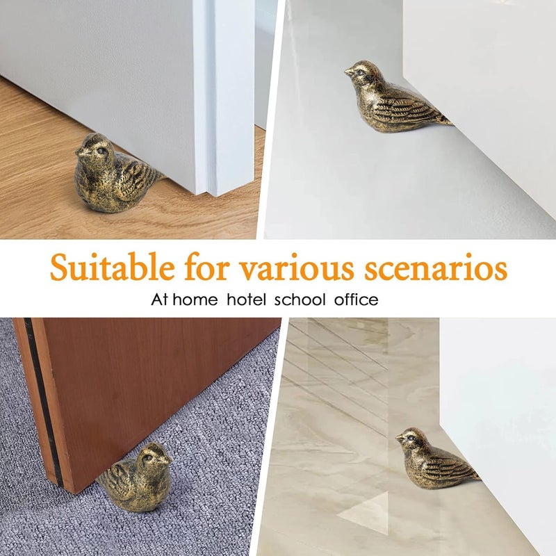 Notakia Cast Iron Bird Heavy Duty Door Stopper - Avoid Drilling Holes with Handle Metal Antique Decorative Vintage Rustic Door Stopper for Office, Homeï¼Œ Bedroom and Exterior Doors (2Pcs Bronze Birds) - Image 4