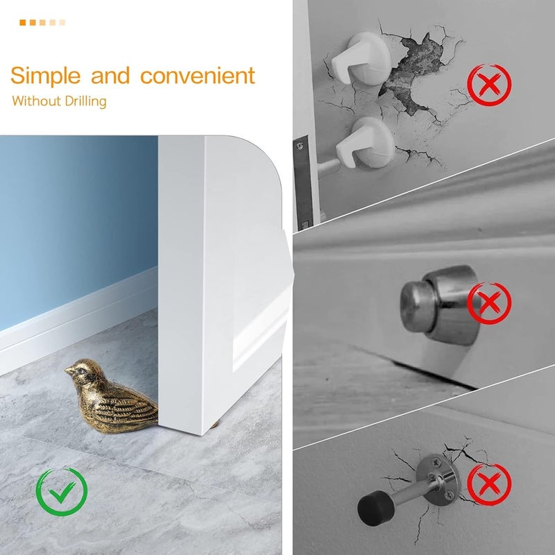 Notakia Cast Iron Bird Heavy Duty Door Stopper - Avoid Drilling Holes with Handle Metal Antique Decorative Vintage Rustic Door Stopper for Office, Homeï¼Œ Bedroom and Exterior Doors (2Pcs Bronze Birds) - Image 5
