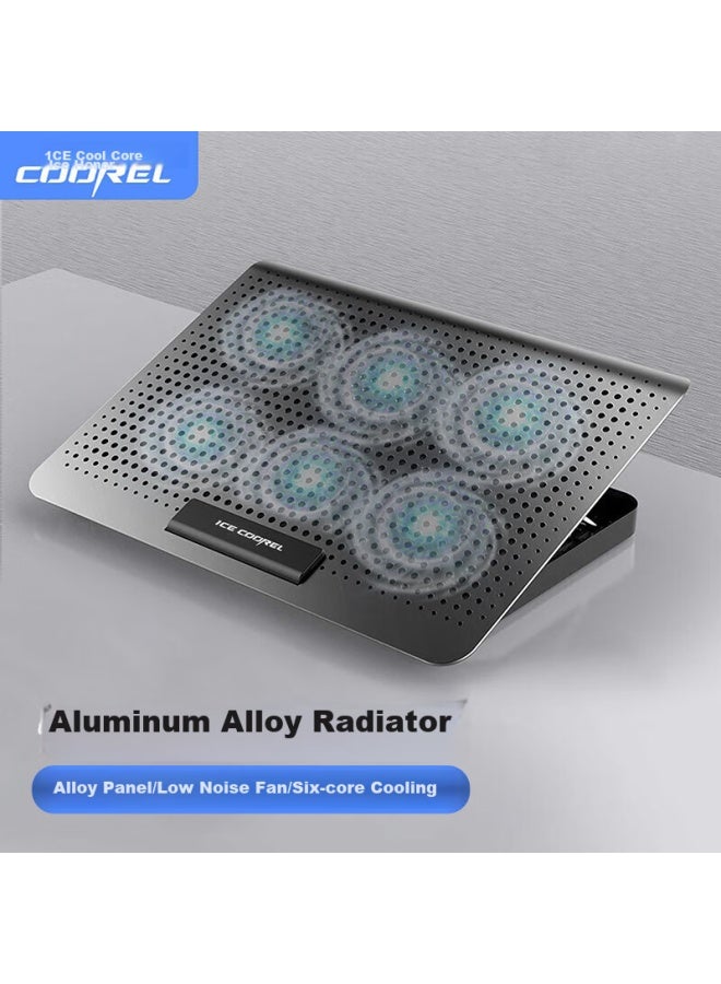 ICE COOREL لوحة تبريد لابتوب Kuorui Bingzun D19، حامل من سبيكة الألمنيوم، رافع مكتب الكمبيوتر، مروحة عادم بسرعة قابلة للتعديل، متوافقة مع لينوفو وهواوي، لوحة تبريد عالمية - Image 1