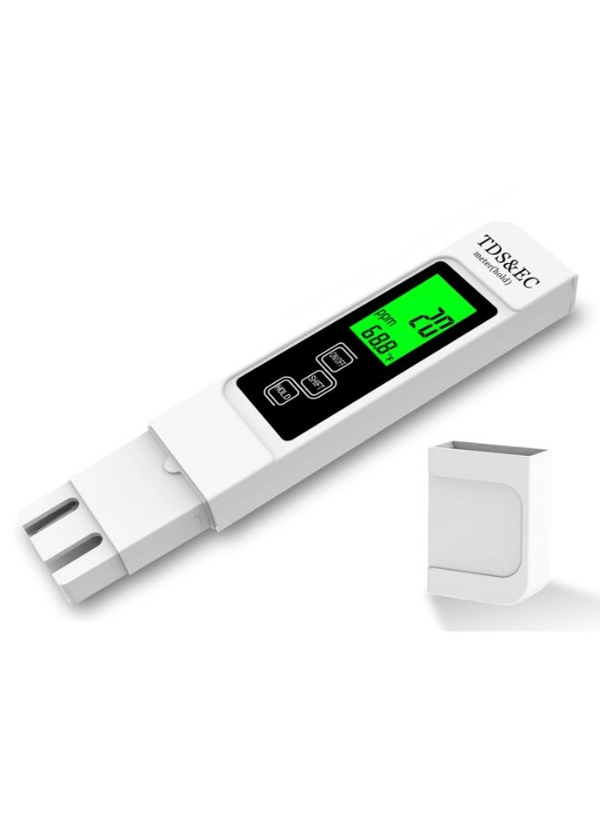 4-in-1 Digital TDS Meter – Instant Water Tester for TDS, EC, Temperature (°C/°F), Ultra-Accurate with Titanium Probe, Backlit Screen, Portable Design for Pool/Aquarium/RO Systems (White) - Image 1