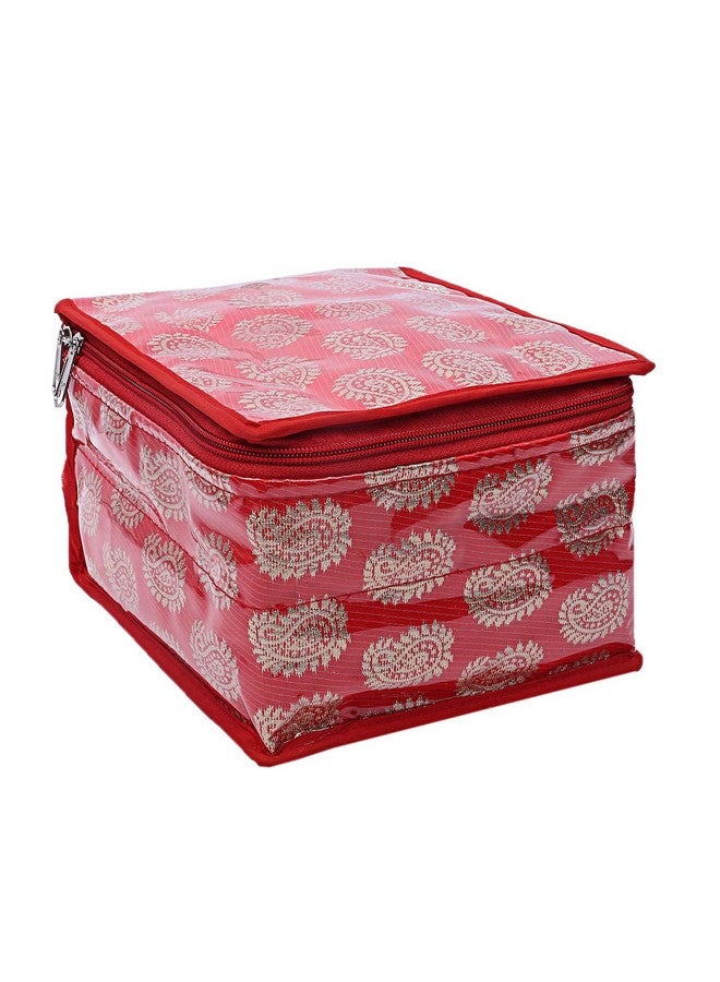 Kuber Industries Kuber Industries Brocade Jewellery Box/Organizer with 10 Pouch - Red-CTKTC21465  - Image 1