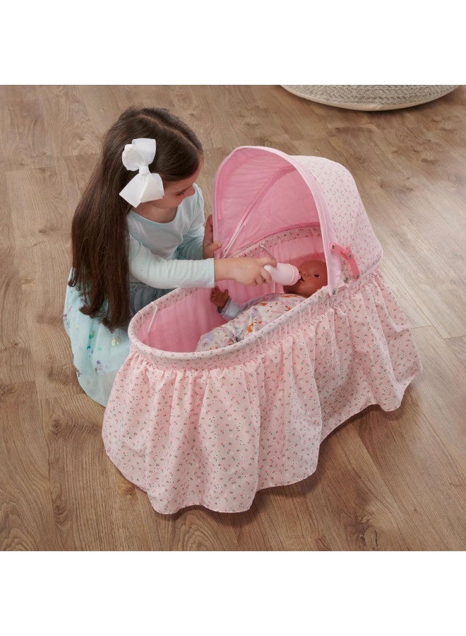 Badger Basket Badger Basket Foldable Toy Doll Rocking Bed With Hood For 22 Inch Dolls - Pink/Rosebud - Image 5