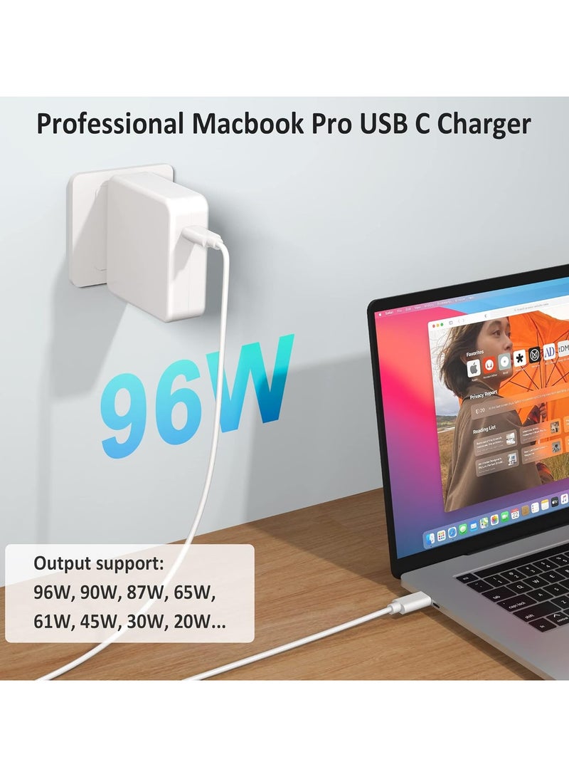 96W USB C Power Adapter,Macbook Pro-Air Fast Replacement Charger, Power Adapter Works with 13, 14, 15, 16 Inch 2016/17/18/19/20 Model Laptops, Tabs & Smartphones, Thunderbolt Charger with USB C Cable  - Image 2
