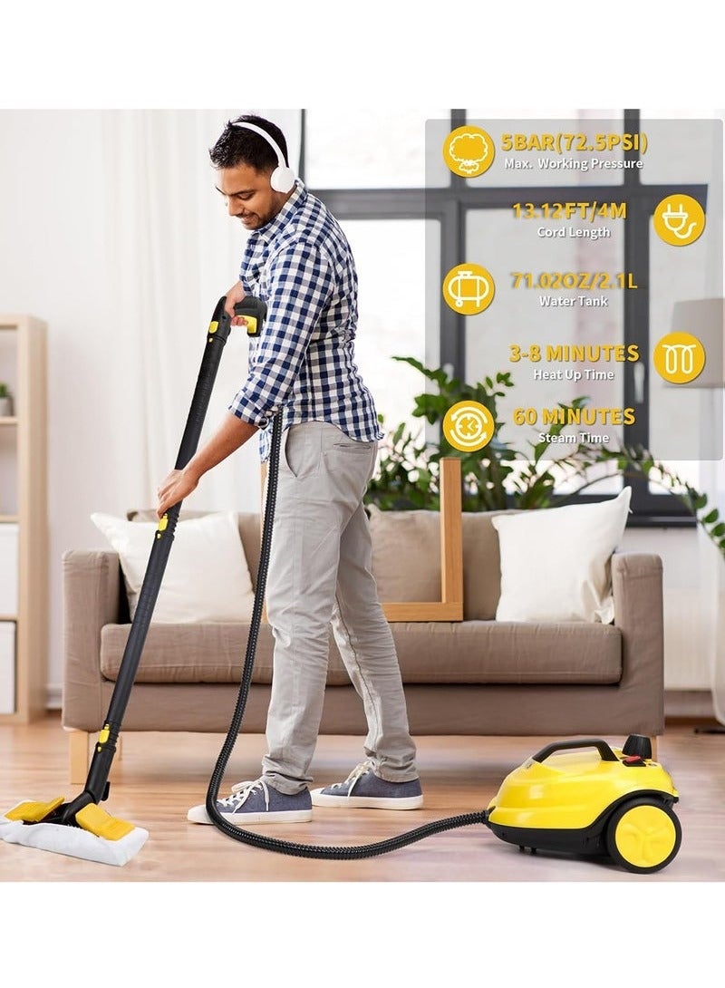 Steam Cleaner Easy Fix Steam Cleaner for Furniture 2 Liter Tank Capacity 2000W 5 Bar Steam Pressure and High Temperature for Kitchen Bathroom Kills 99.99% of Viruses Bacteria Household sterilization and Disinfection Formaldehyde Cleaning Machine (Yellow) - Image 2