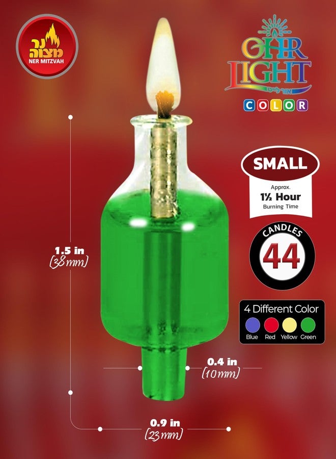 Ner Mitzvah Hanukkah Colored Ohr Lights, Pre-Filled Oil Candles - Small Size, 44 per pk. Burns Aprox. 1 1/2 Hrs - Image 3