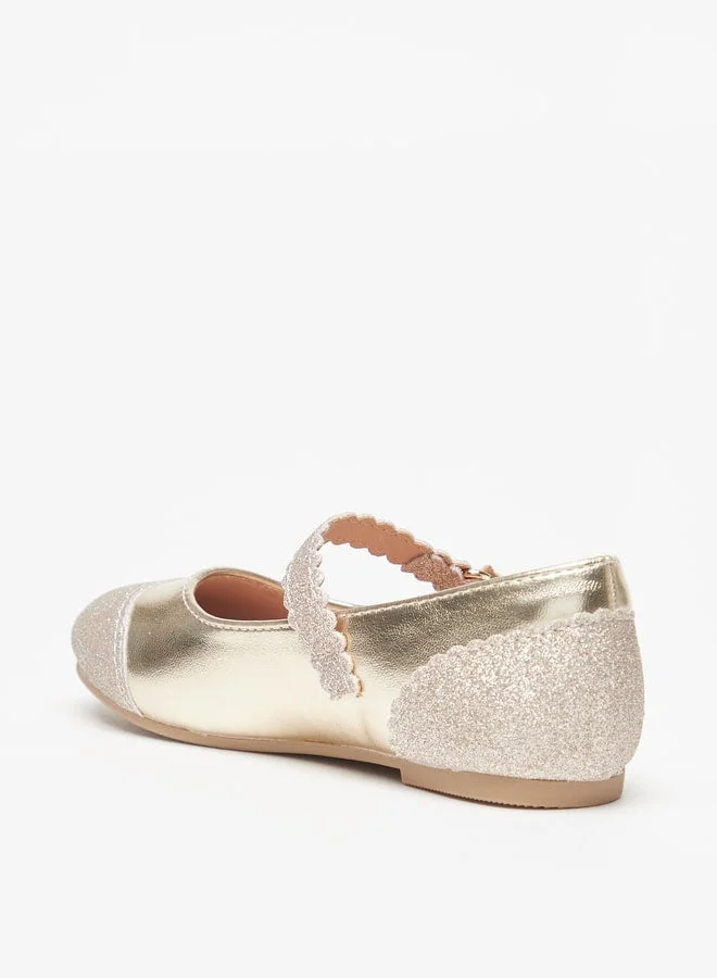 جونيورز حذاء باليرينا بناتي بنقوش مع إغلاق بشريط لاصق