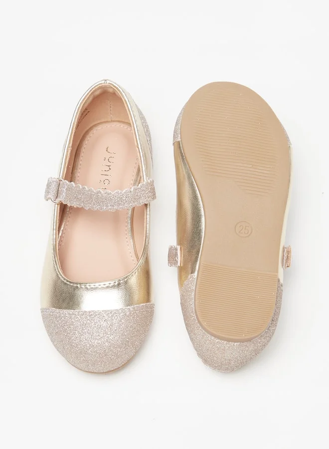 JUNIORS Girls Textured Ballerina Shoes With Hook And Loop Closure