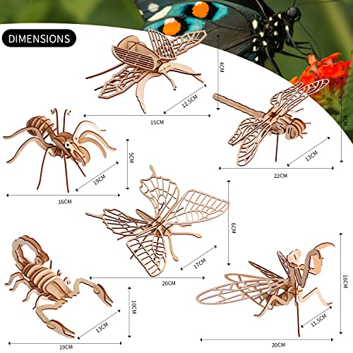 calary 3D Wooden Puzzle Simulation Animal Dinosaur Assembly DIY Model Toy for Kids and AdultsSet of 6 - Image 5