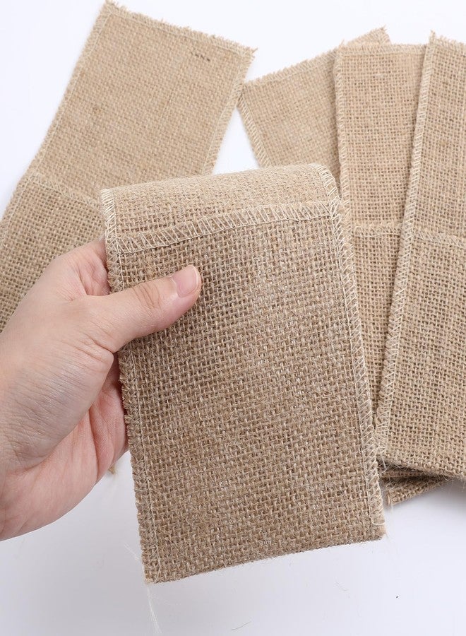 AojSup 50 Pcs Burlap Utensil Holder Pouch Set - 4 x 8.8 Inch Natural Jute Cutlery Pouch for Wedding Party Decor, Reusable Silverware Bags with Deep Pockets for Knives Forks Spoons - Image 4