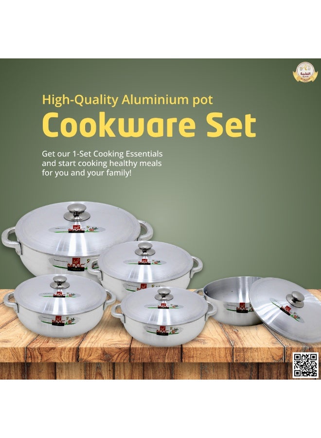 أن أم سي مجموعة أواني طهي من الألومنيوم مكونة من 10 قطع - أواني متينة ثقيلة الوزن مع أغطية - تسخين سريع ومتساوي، سهل التنظيف وتصميم مقاوم للصدأ - أواني طهي فاخرة للمطبخ للطهي اليومي - Image 2