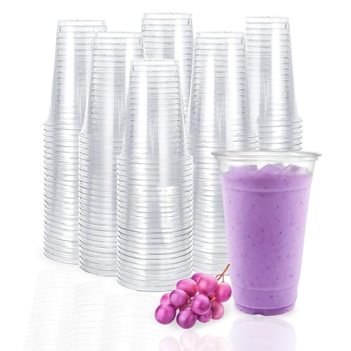 TashiBox plastic cups 24 oz 100cupsClear Crystal disposable plastic cupssmoothie cup - Image 2