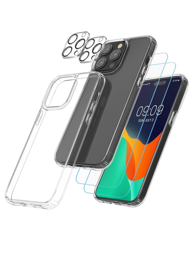 إلترازون ELTRAZONE 5-in-1 Clear Case Set Compatible with Apple iPhone 14 Pro Case - Incl. Screen and Camera Protectors - Transparent - Image 1