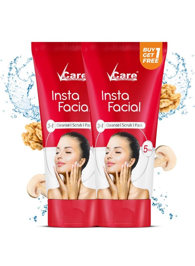 في كير كريم الوجه الفوري لتقشير الوجه وتنظيفه وقناع العناية بالبشرة الدهنية والجافة | عبوة تفتيح الوجه الفورية مع فطر سونجي والجوز 50 جم - Image 1