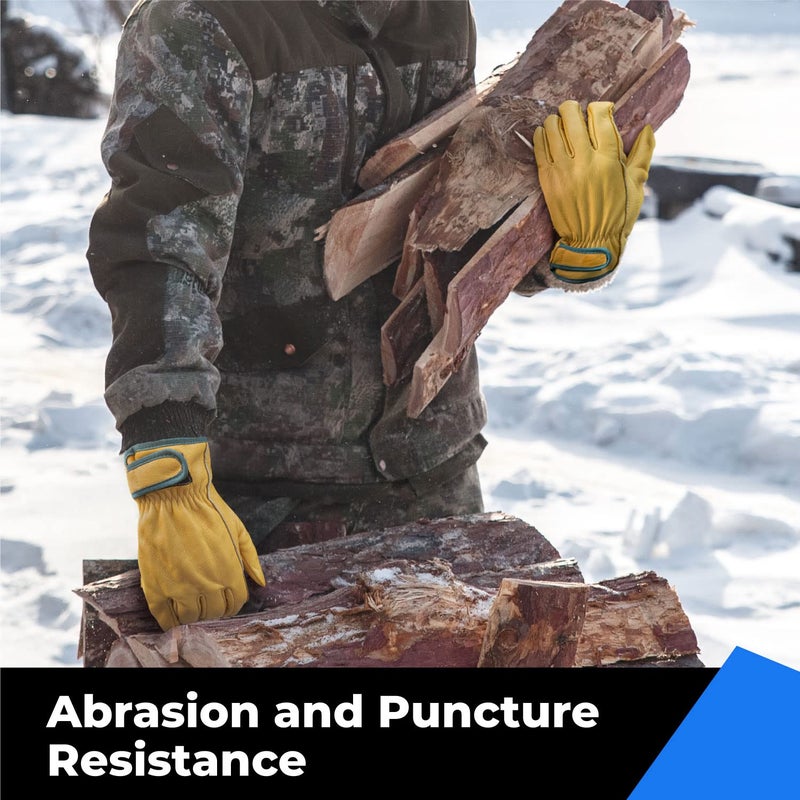 toolant Winter Leather Work Gloves  Warm Thinsulate Lining For Cold Weather Work  100% Full Grain Cowhide With Abrasion And Puncture Resistance  Size Small - Image 4