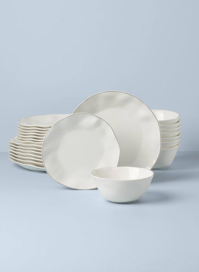 LENOX White Blue Bay Piece Dinnerware Set, 24 Count - Image 2