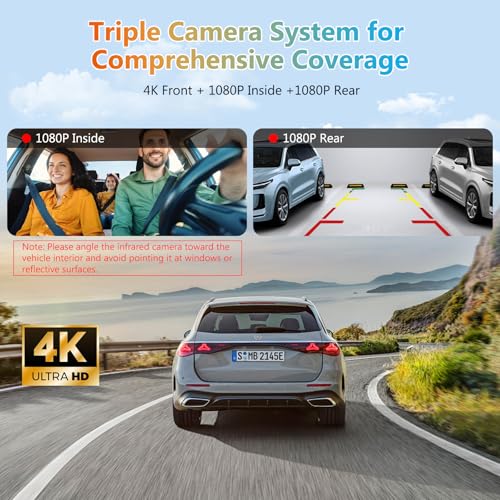 CARPURIDE W125S 11.26 Inch HD Wireless Carplay & Android Auto Screen, 4K +1080P+1080P Dash Camera for Cars with 64GB Card, with Loop Recording, Bluetooth, Voice Control, GPS, FM, Super Link - Image 2