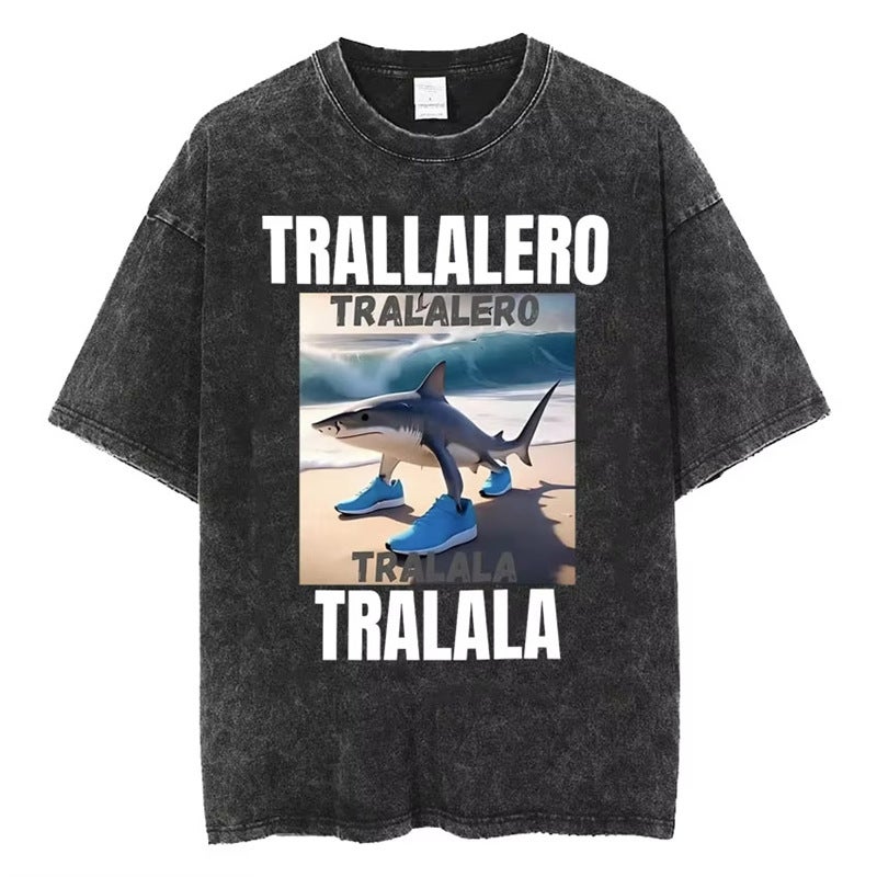 Bombardiro Crocodile Italian Brainrot Meme Washed T-Shirt Hu - Image 1