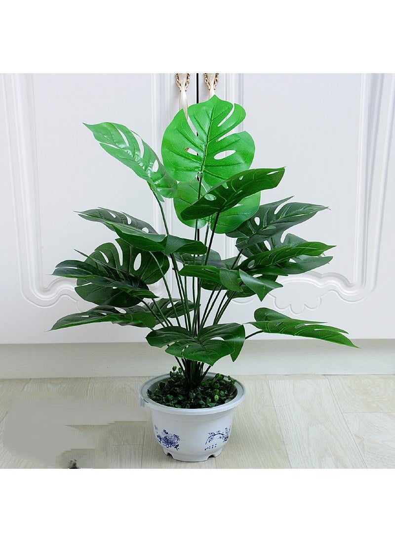Generic 18 Forked Branches Simulated Plant Bonsai With Plastic Flower Pots Indoor Living Room Decoration Simulated Green Plants Potted Plants Artificial Flower Decorations Bonsai  - Image 1